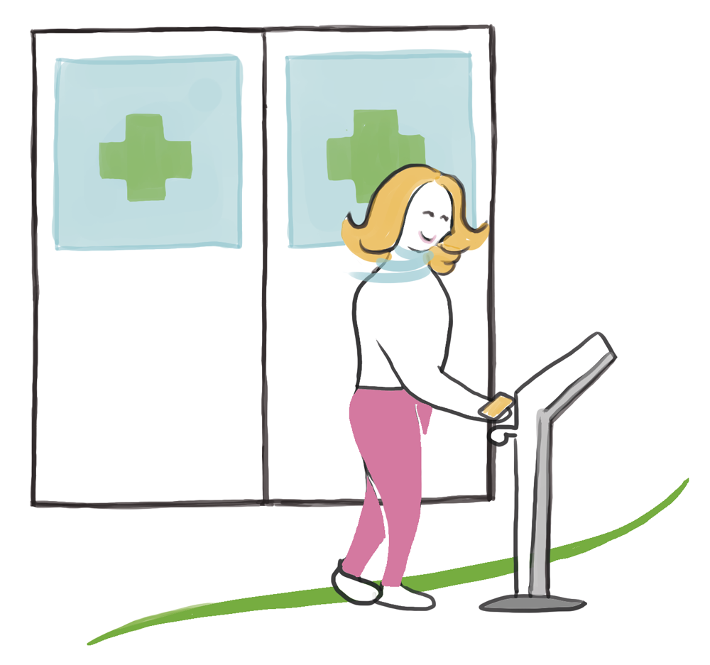 Patient checks in at a self-service kiosk
