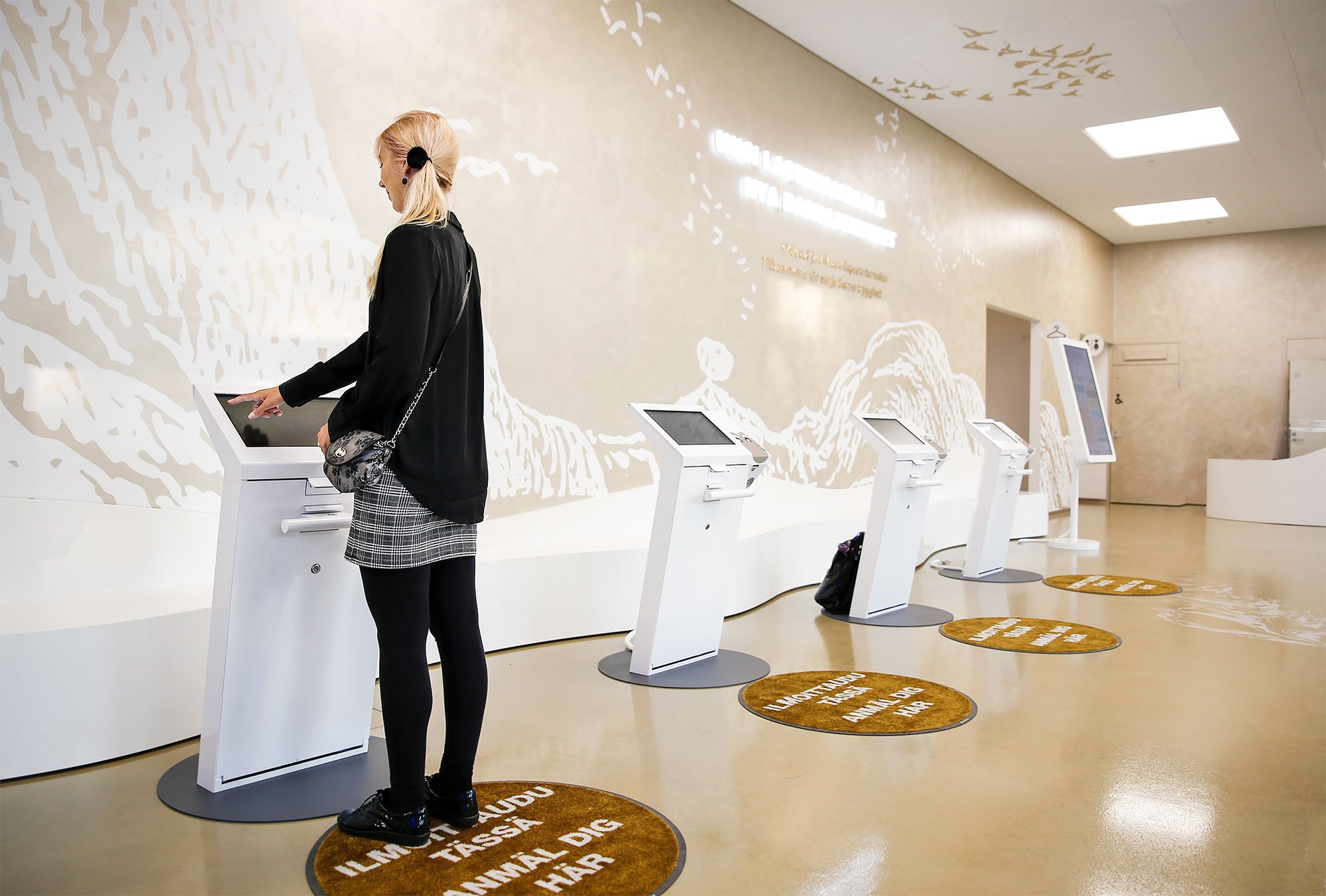 Self check-in at hospital lobby